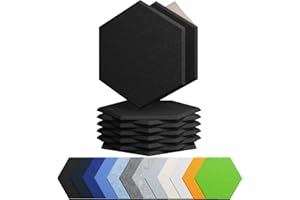 Amantech 12 Pack Acoustic Panels Self Adhesive Sound Proof Foam, High Density Sound Acoustic Foam Panel, 12X10.23X0.4 Inch Hexagon Wall Panels in Home,Office,Reccording Room,Studio(Black)