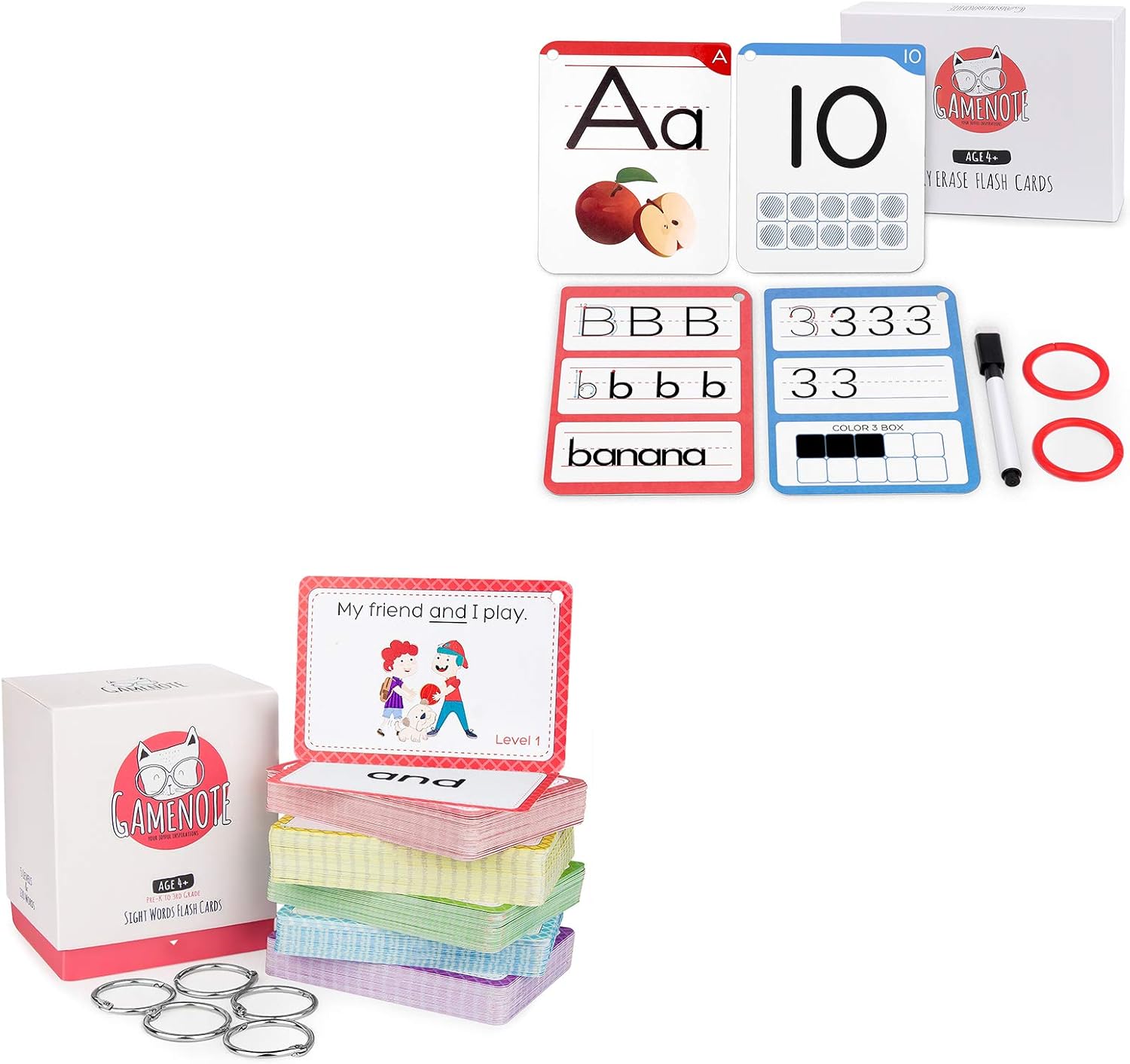Gamenote Sight Words & Dry Erase Alphabet and Number Flash