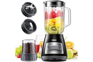 GDOR Blender, 52 Oz Glass Jar, Multi-Function Kitchen Blender & Grinder Combo, 9 Functions for Shakes, Puree, Crush Ice, and Chop, Max 700W, Self Cleaning
