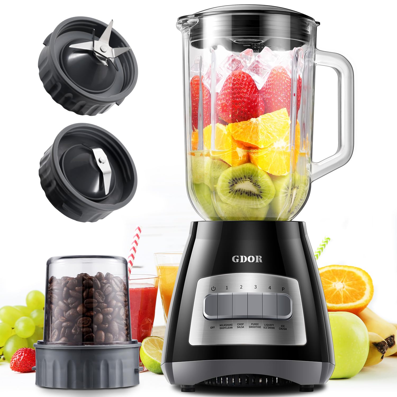 Photo 1 of (PART ONLY) Blender, 52 Oz Glass Jar, Multi-Function Kitchen Blender & Grinder Combo, 9 Functions with Shakes, Puree, Crush Ice, and Chop, Max 700W, Self Cleaning