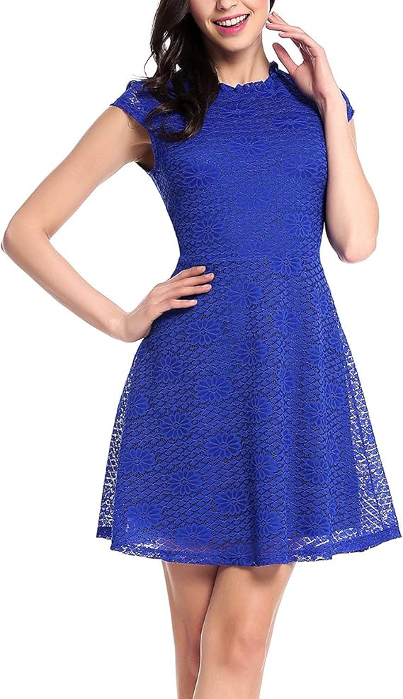 Women's Lace Lace Party Dress Sleeveless Round Neck ALine Swing Cocktail Outdoor Comfortable
