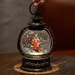 Christmas Snow Globe Lantern Water Glittering