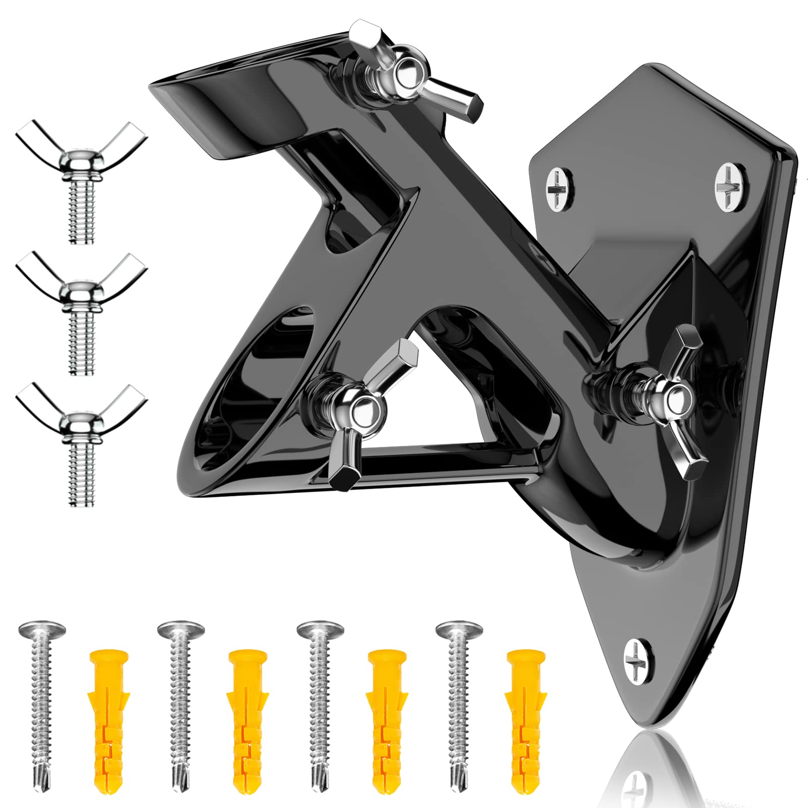 ZMTECH Upgraded Flag Pole Holder 2-Position Flagpole Bracket with 3 Fixing Holes for Flag Pole Wall Mounted Stainless Steel Bracket for 1" Diameter Flagpole(1pcs, Black)