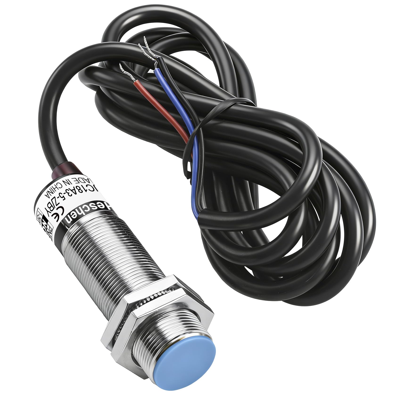 Heschen M18 Capacitive Proximity Sensor Switch Shield Type LJC18A3-5-Z/BY Detector 1-5mm 10-30VDC 200mA PNP Normally Open(NO) 3 Wire (PNP NO)