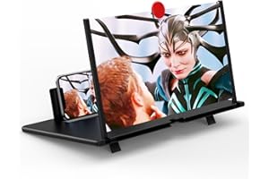 FANLORY 14" Screen Magnifier for Cell Phone,3D Magnifying Projector Screen Enlarger Expander for Movies, Videos, and Gaming, Foldable Phone Stand with Screen Amplifier, Compatible with All Smartphones