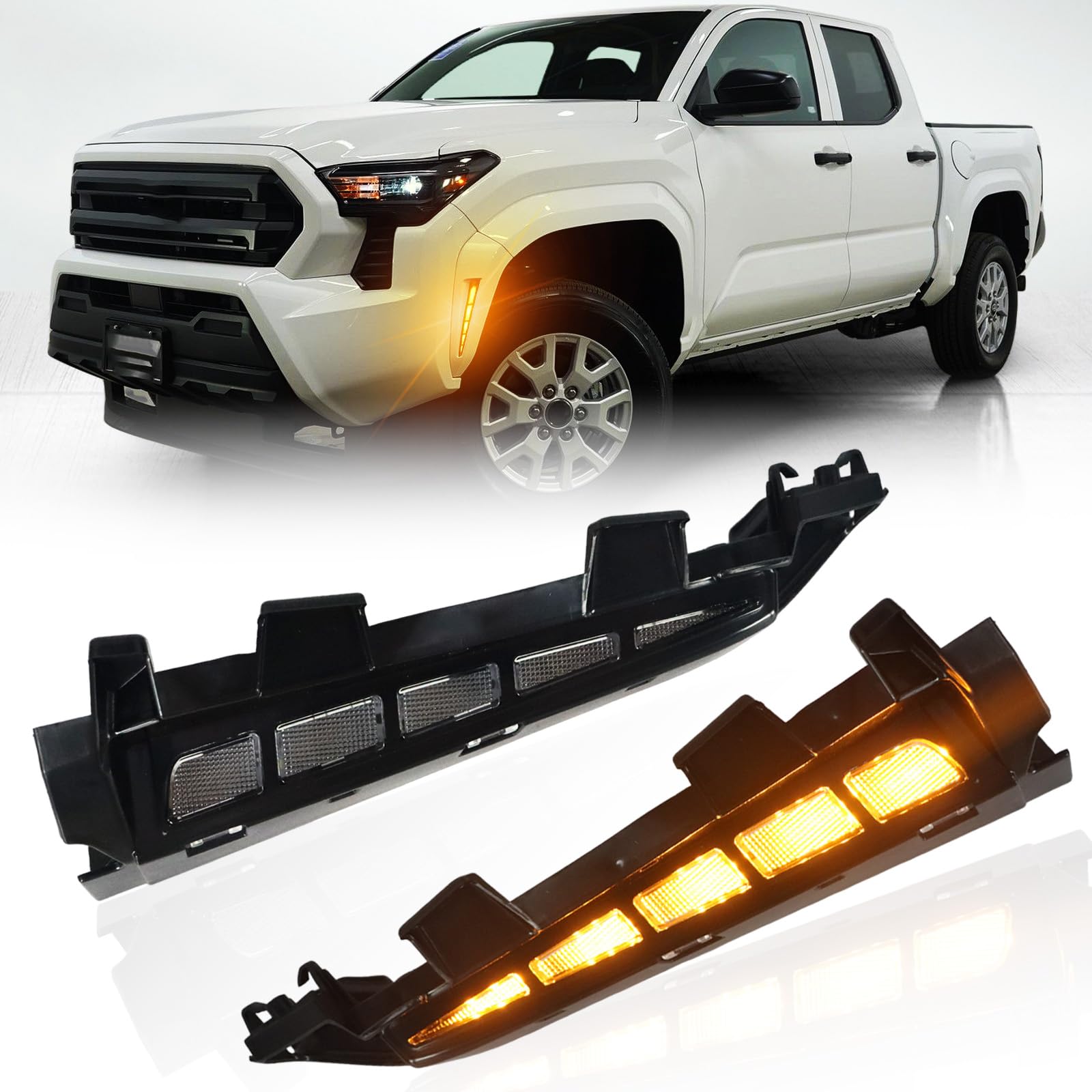 Photo 1 of GEEGEETOP LED Front Wheel Arches Side Marker Light Sequential Turn Signal Lamp Fit for Toyota Tacoma 2024 2025 2026,Replacement Front Fender Flares OEM Trim Upgrade DRL Kit(Only Fit SR SR 5 Model)