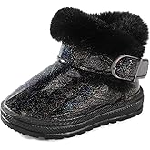 MK MATT KEELY Winter Boots for Toddler Boots for boys Soft Warm Fur Snow Boots For Girl Plush Black Snow Boots