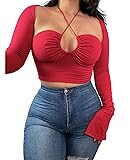 KERPELLY Women's Sexy Halter Criss Cross Tie Up