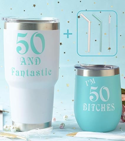 Amazon 50歳の誕生日ギフト 女性用 50歳の誕生日プレゼント 50歳の誕生日タンブラーセット 50歳の誕生日プレゼント 友人 姉妹 彼女 50歳の誕生日プレゼント 50歳の誕生日プレゼント Meant2tobe タンブラーグラス
