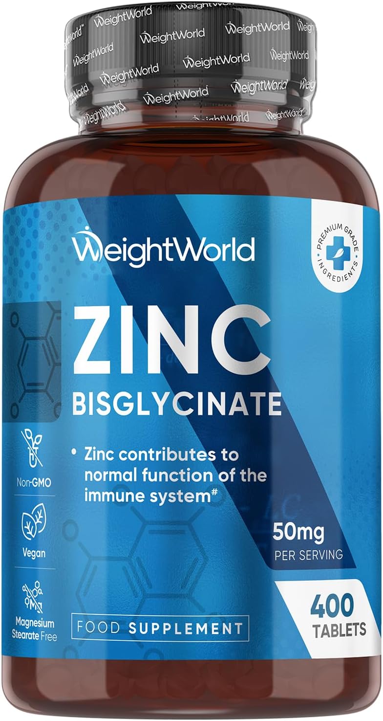 WeightWorld Zinc Tablets 50mg | 400 Tablets | Vegan & Non-GMO