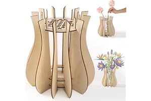 PJJKR Vase for Lego Flowers, Wooden Vase Building Set for Lego Roses, Wood Flower Vases for Bouquet, Display Stand for Lego Flower Lovers, Gift for Adults and Women