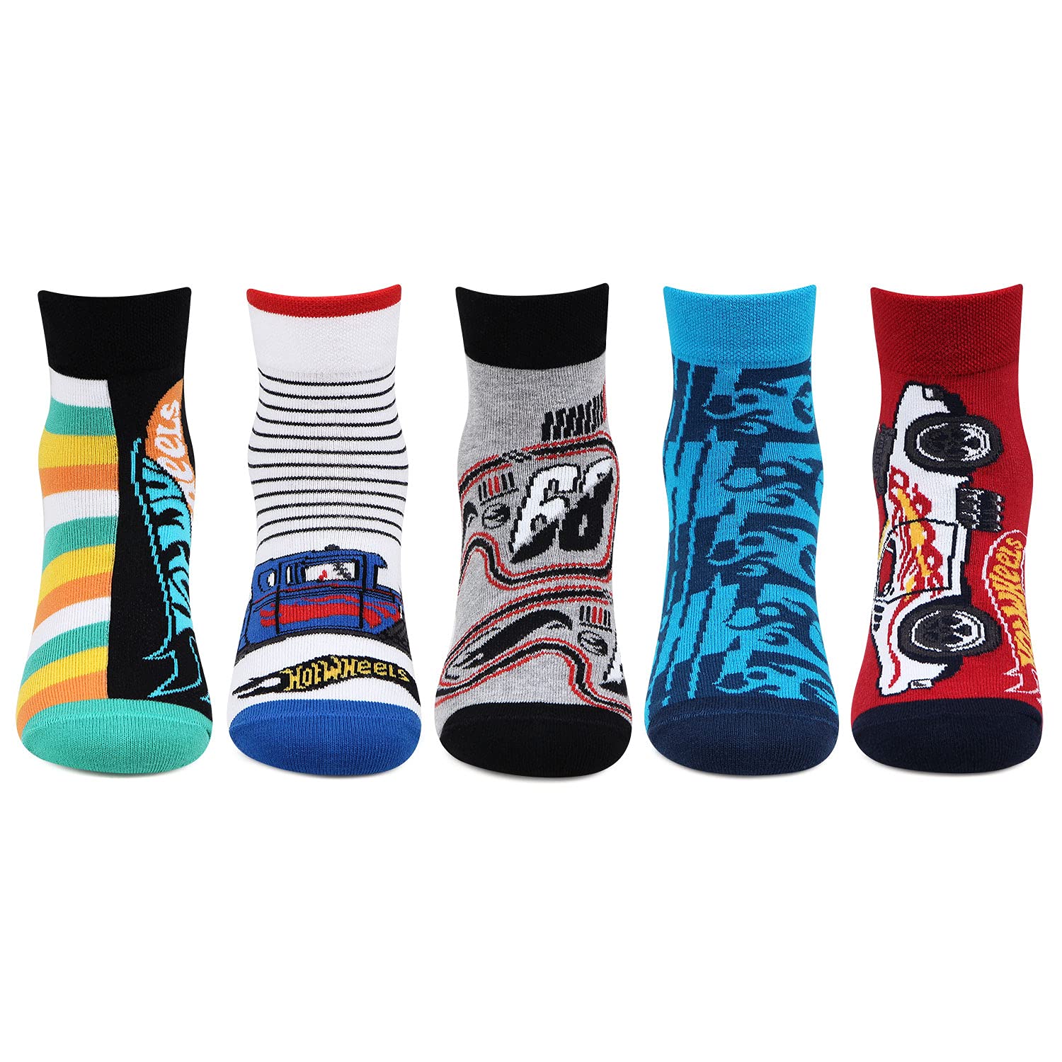 Buy Bonjour Ankle Length Kids Hotwheels Socks For 3-5 Years - Pack Of 5 at Amazon.in