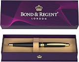 Bond & Regent Gloss Black and 24 Karat Gold Rollerball Pen Luxury Gift
