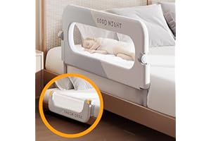 STRENKITECH Baby Bed Rails Guard for Toddlers - Toddler Bed Rail for Queen Full King Twin Crib Bunk Size Bed Adjustable Heights & Swing Down Bedrail Extra Tall Child Safety Side Railing Guards for Kids (32'')