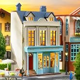 CUTEROOM DIY Miniature House Kit Wooden Craft for Adult-Gift Shop | DIY Miniature House Kit with Wooden Design, Mini Furniture &amp; LED Lights, Creative Gift for Men Women &amp; Craft Lovers