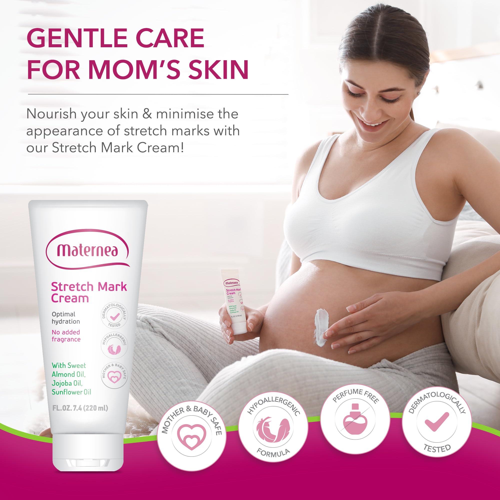 Maternea Stretch Mark Cream - Provides optimal skin hydration and improves its appearance. 7.44 FL. OZ. (220ml)
