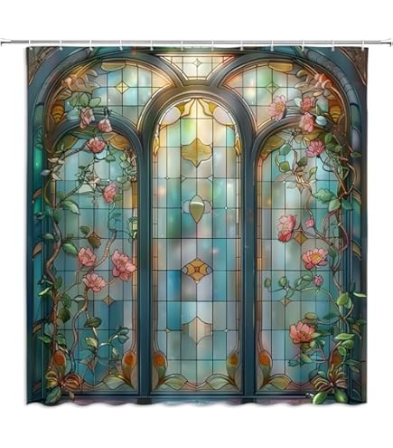 VODRM Watercolor Forest Shower Curtain - 72x72 Inch Waterproof Bathroom Decor With Hooks, Nature Theme - View #4