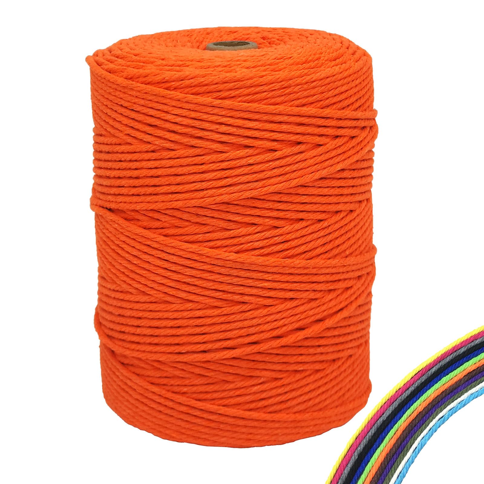 FORBELL Cotton Cord, 3 mm x 300 m, Orange (Macrame Yarn, Thread Cord, 3 mm Diameter, 300 m Length, Traditional Style, Environmentally Friendly, Versatile Use, Crafts) — image 1