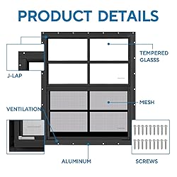 2 Pack 24" x 27" Black Shed Window with Tempered