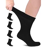 Hugh Ugoli Diabetic Socks for Men, Non-Binding, Moisture Management, Loose Fit, Wide, Seamless, Edema Neuropathy, Size M/L/XL