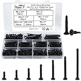HanTof 205Pcs Black Flat Head Self-Drilling Screws