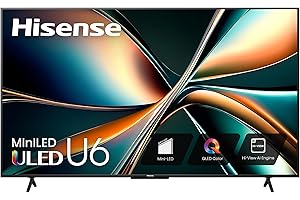 Hisense 55-Inch Class U6 Series Mini-LED ULED 4K UHD Google Smart TV (55U6N) - QLED, Motion Rate 240, HDR 10+, Full Array Local Dimming, Game Mode Plus, Alexa Compatibility