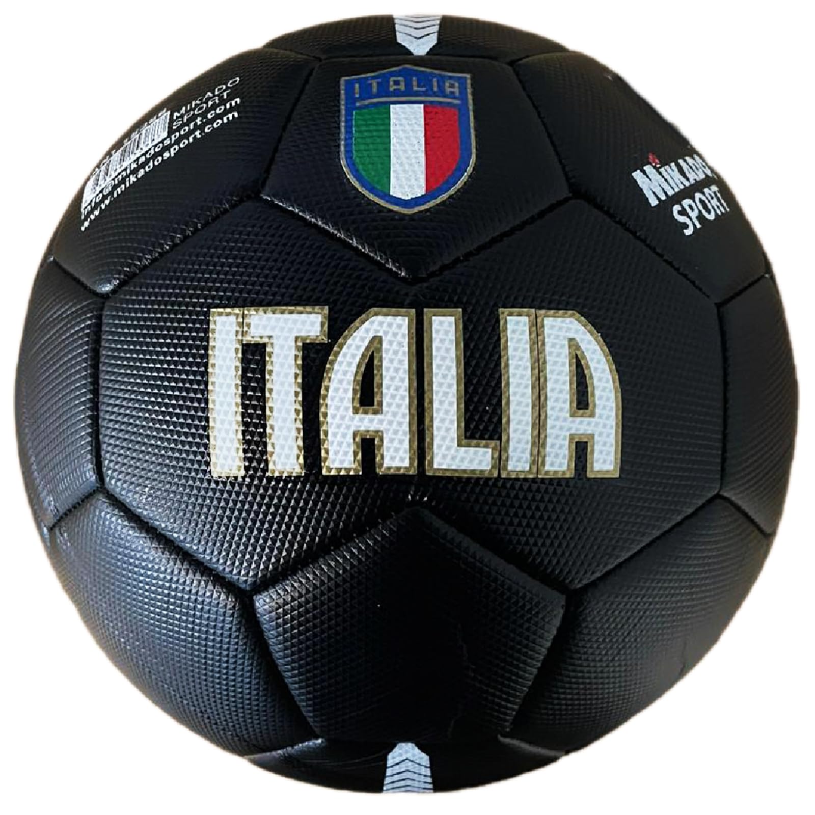 Mikado Sport Football Model Italia. Black. Ball Made of HF PVC. Adults Boys and Children (Size 5 - Large)