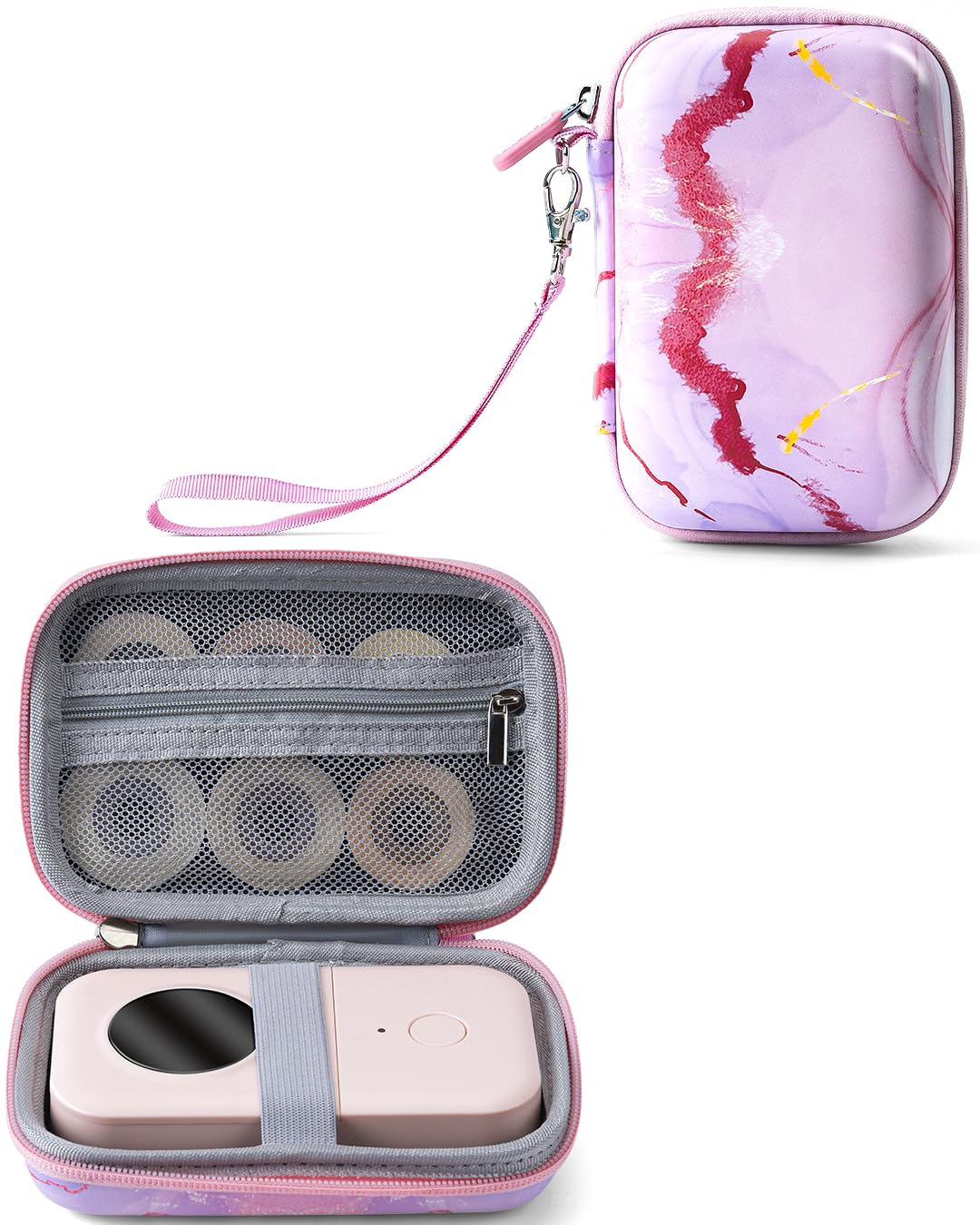 Phomemo D30 D35 Label Maker Case, Storage Bag Compatible with NELKO P21/NIIMBOT D11/JADENS D110/SUPVAN E10 Label Printer, Fits for Mini Labels Sticker Machine, Box Only - Pink