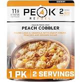 Peak Refuel Peach Cobbler Premium Freeze-Dried Camping Dessert, 2 Servings | 11g Protein, 670 Calories, Peach cobbler, Freeze-dried camping dessert, Non-GMO ingredients, Ready in 10 minutes, 2 servings