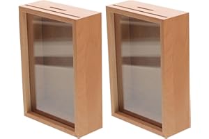 Milisten 2pcs Shadow Box Piggy Bank - Top Loading Wooden Money Box - 6 Inch Display Case for Photos Or Tickets - DIY Wood Mon