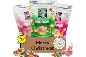 Hangry Kits Freeze Dried Christmas Candy Gift Box - Christmas 1 x Freeze Dried Skittles, Gummy Bears and Starbursts Candy Variety Pack for Kids. Christmas Freeze Dried Candy Care Package.