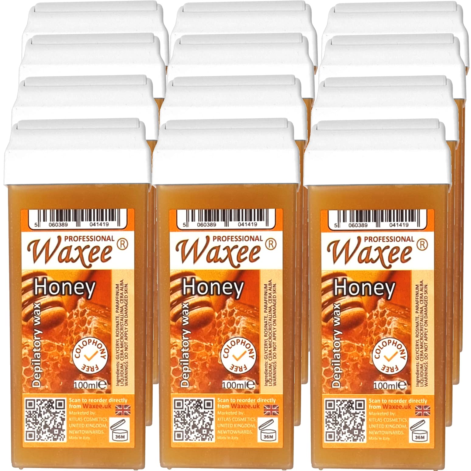 Roll on wax cartridge 100ml roller Natural HONEY- WAXEE (12 x 100ml roll-on wax cartridge)