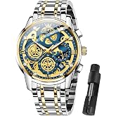 OLEVS Watch Men Stainless Steel Watches Luxury Chronograph Men Wrist Watch | Multifunction,Diamond, Date, Business, Classic,Dress Watch for Men, Gift for Men, reloj de Hombre