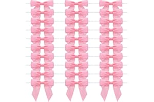 30Pcs Satin Ribbon Twist Tie Bows for Treat Bags, 3.5'' Mini Gift Bows for Presents Crafting Christmas Tree Bows, Bag of Pre 
