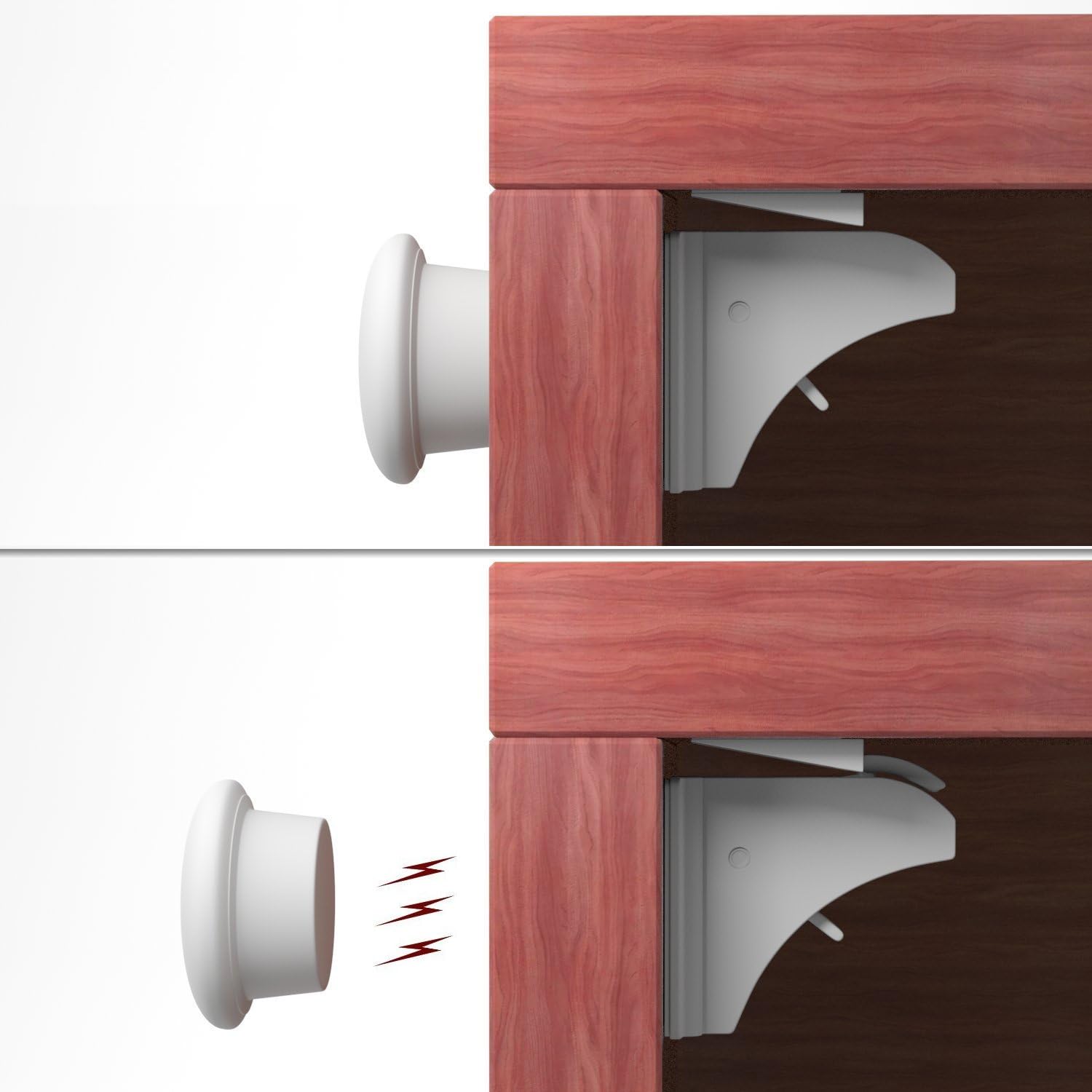 KIDUKU® Set of 4 Magnetic Safety Locks for Cupboard, Drawers and Cabinet, No Drilling, Magnetic Adhesive Lock, Easy Install