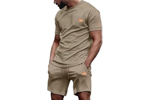 Dokotoo Men Mens Short Sets 2 Piece Outfits Summer Casual T Shirts and Shorts Tracksuit Sets with Pockets