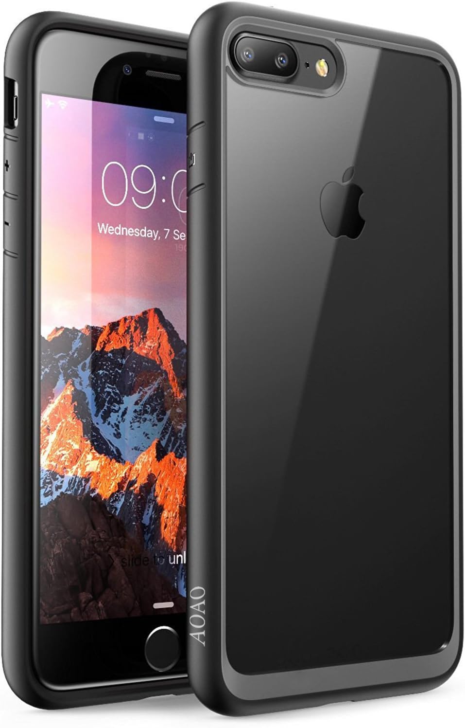 iPhone 8/7 Plus Case, AOAO Unicorn Beetle Style Premium Hybrid Protective Clear Case for Apple iPhone 8 Plus 2017, iPhone 7 Plus 2016 (Black, iPhone 8 Plus/iPhone 7 Plus)