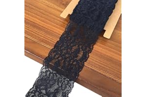 LUMKET Lace Realm 3 Inch Black Stretch Floral Pattern Lace Ribbon Trim for Sewing, Gift Package Wrapping, Floral Designing & Crafts-5 Yards (3607 Black)