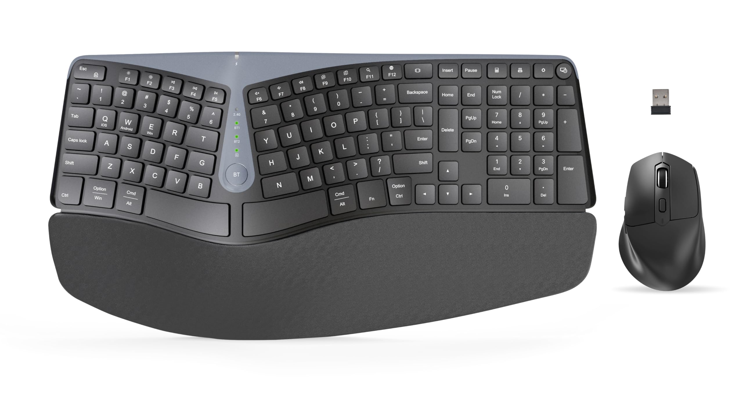 Ergonomic Wireless Keyboard and Mouse, MK835 Ergo Bluetooth/2.4G Split ...