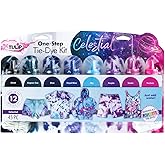 Tulip One-Step Tie-Dye Kit Celestial, Large Party Activity, Permanent Fabric Dye, Vibrant Galaxy Color Palette: Purple, Pink, Blue, Black, Easy Clean-up, 8 Fun Techniques Included, 8 Full Size Bottles