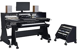 Musiea EX88 Series 88 Keys Music Studio Desk Workstation with Rack Cabinet (Black)