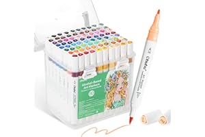 Ohuhu Alcohol Markers 80 Colors: Brush & Fine Art Markers for Beginners Adults Coloring Drawing Dual Tips Alcohol-based Marke