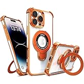 IAIYOXI for iPhone 14 Pro Max Case with Strong Magnetic Ring Stand, Military-Grade Shockproof, 4 Airbag Corners Protective, Fit for MagSafe, Kickstand Phone Case for iPhone 14 Pro Max - Orange