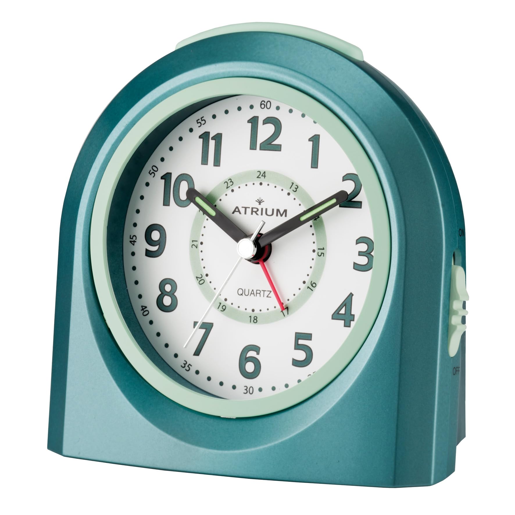Atrium A921-35 Children's Alarm Clock, Teenager's Alarm Clock, Analogue Quartz, No Ticking with Light and Snooze, Turquoise, Light Blue