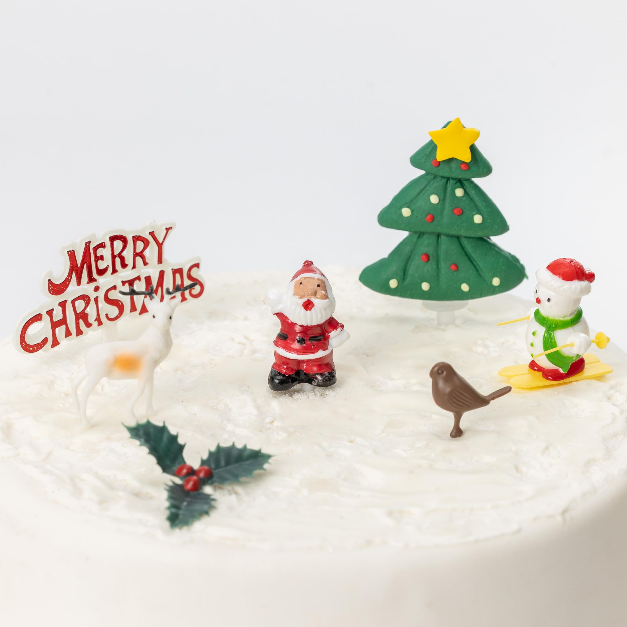Evelay Christmas Cake Decorations Toppers (7 Piece) Cupcake Topper Cake Decoration Pieces Merry Christmas — image 1