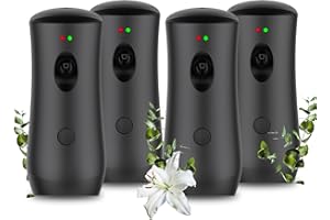 BINEDHEI (4-Pack) Auto Air Freshener Spray Dispenser Free Stand or Wall Mounted Automatic Aerosol Aroma Machines are Widely Used in Hotels, Bedrooms, Airports, Bathrooms, Offices, Commercial Places (Black 001)