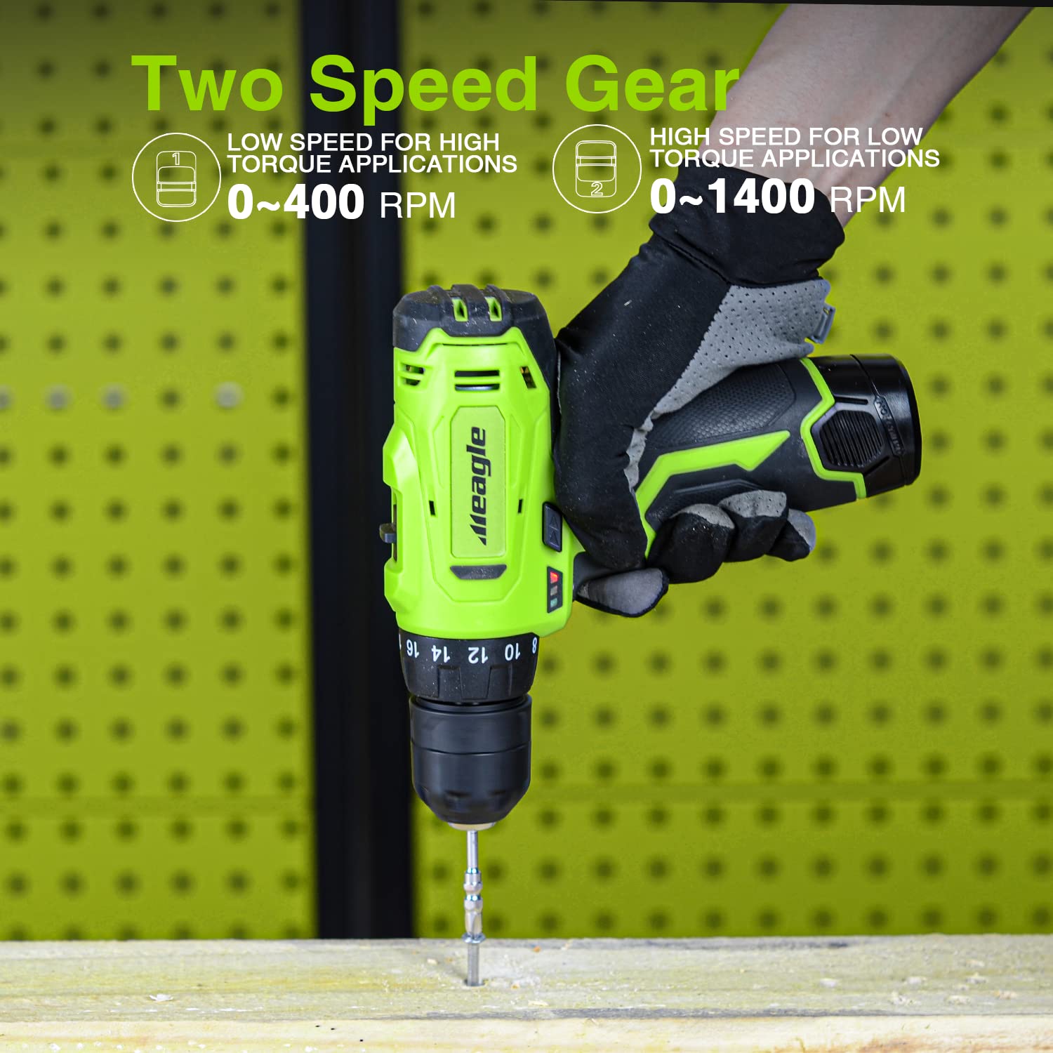 Meagle Cordless Drill, 12V Power Drill set with Battery & charger, 2 Variable Speed Electric Drill 18+1 Torque Setting, 3/8” Chuck with Drill Bits
