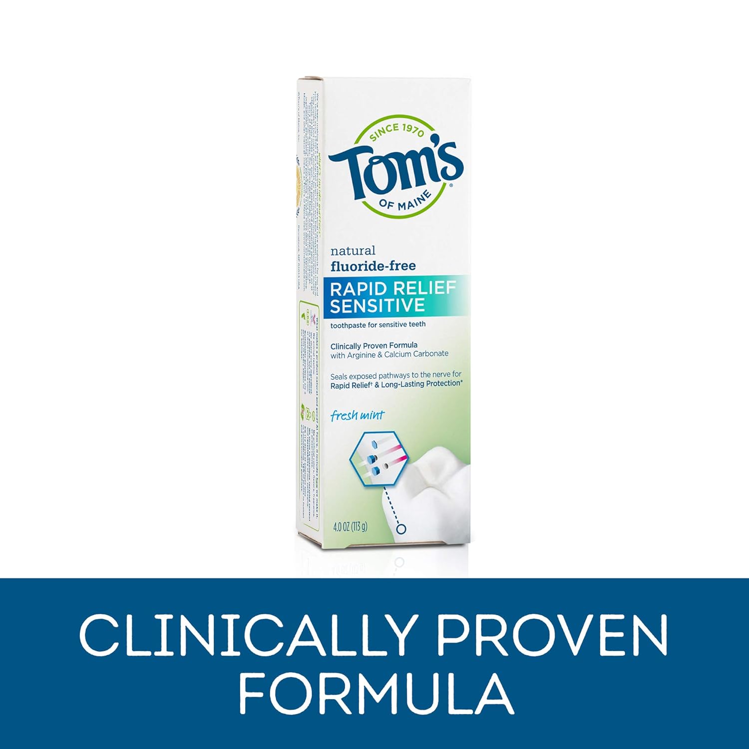 Tom's of Maine, Natural Rapid Relief Sensitive Toothpaste, Natural Toothpaste, Sensitive Toothpaste, Fresh Mint, 4 Ounce, 3-Pack : Beauty