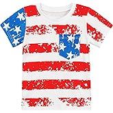 Toddler Boy Girl 4th of July T-Shirt American Flag Tee Kids Patriotic Outfit Short Sleeve Shirt Tops 2-7T