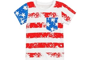 MUJOQE Toddler Boy Girl 4th of July T-Shirt American Flag Tee Kids Patriotic Outfit Short Sleeve Shirt Tops 2-7T